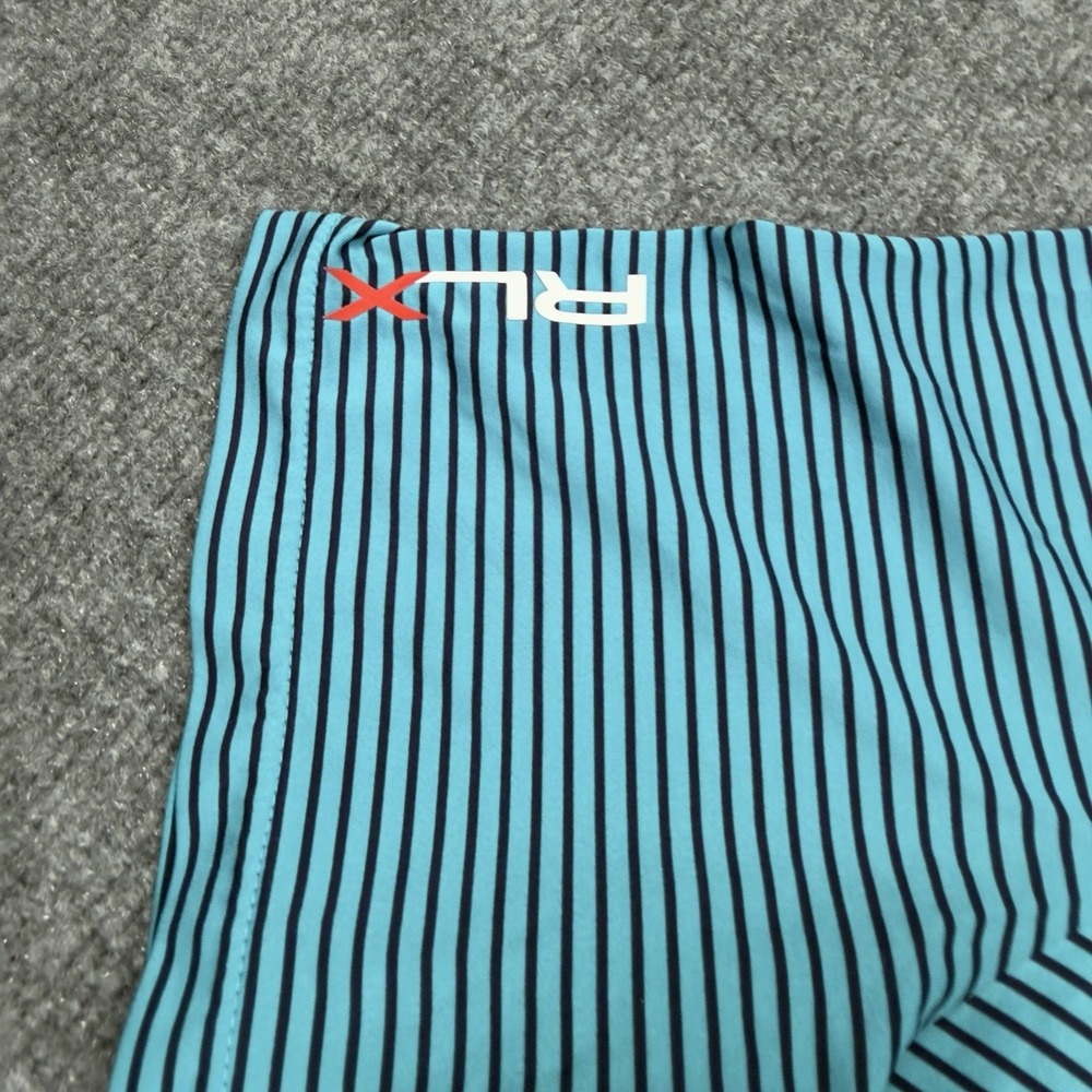 Ralph Lauren RLX Mens Polo Shirt Mens Medium Blue Striped Golf Carpe Diem - Picture 2 of 11